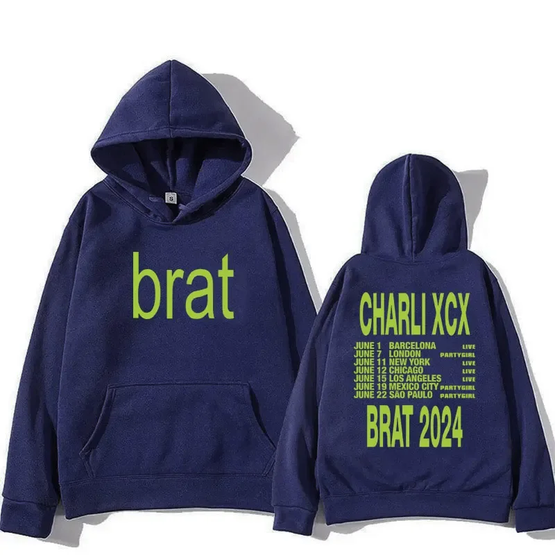 Charli Xcx Brat Tour Harajuku Hoodie Men Women Hip Hop Hooded Sweatshirt Fashion Casual Oversized Fleece Tracksuit pullover male