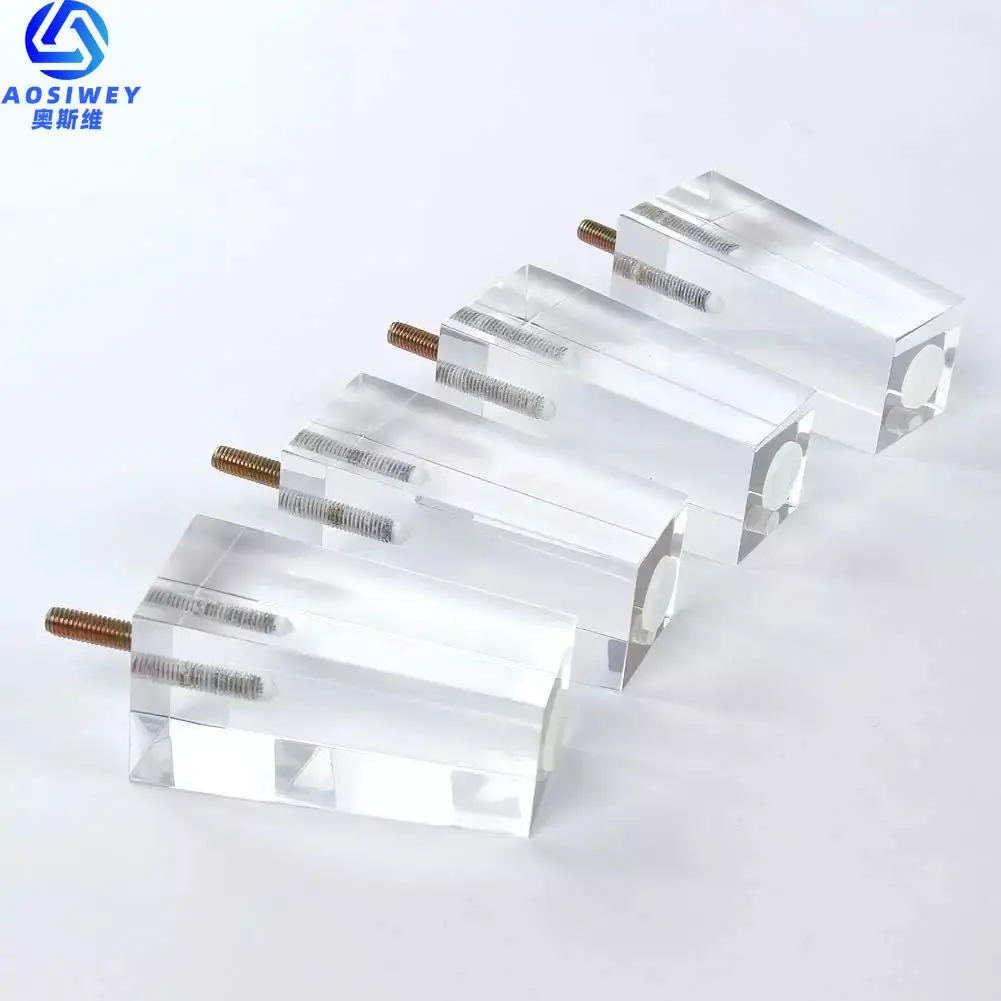 1Pcs 4inch Acrylic Furniture Legs Square Transparent Sofa Legs Replacement for Home Chairs Bed Drawers Coffee Table with Screws