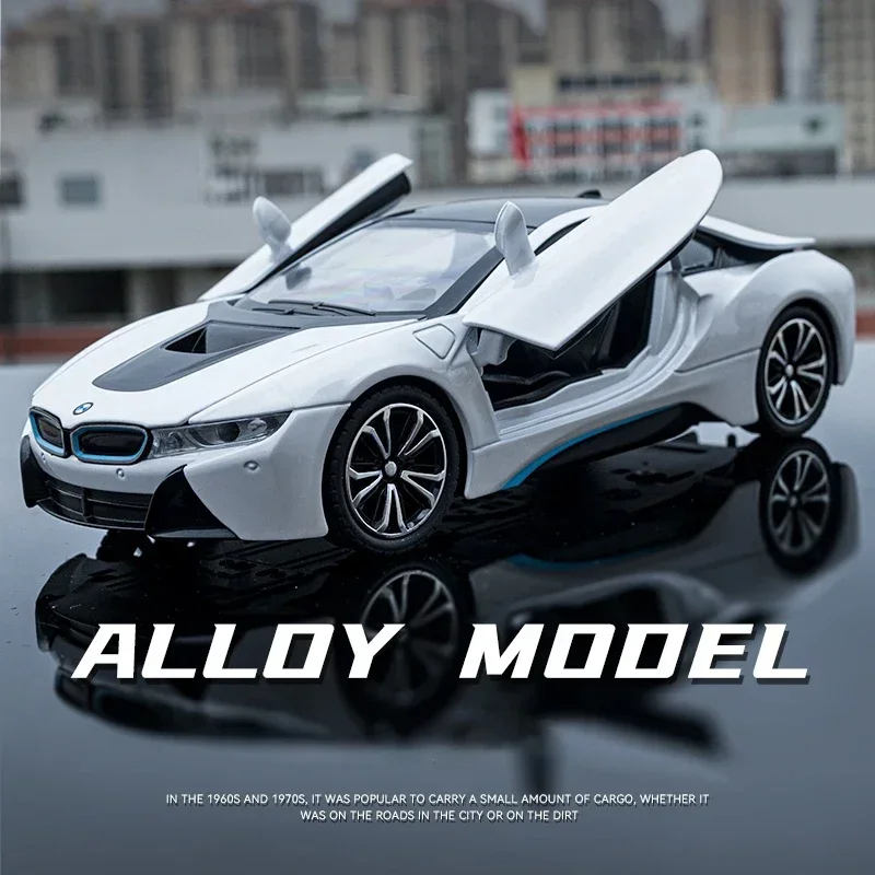 1:24 BMW I8 スーパーカー合金車ダイキャスト & おもちゃの車車モデル音と光プルバック車のおもちゃギフト