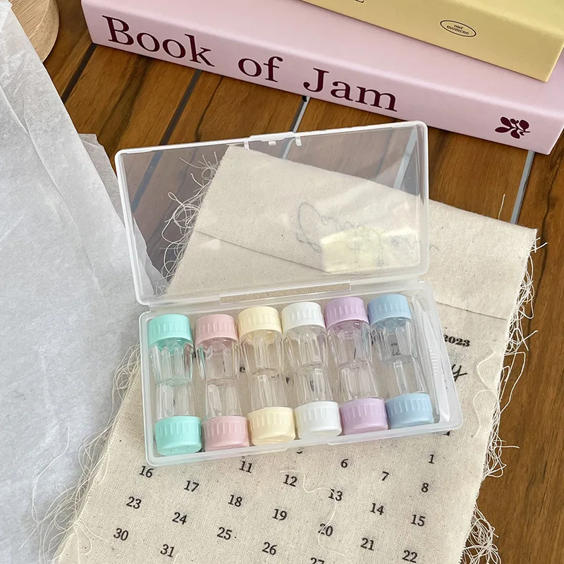 6 RGP Lens Container Women INS Contacts Lens Case Men Color Contact Lenses Storage Box Portable Travel Set
