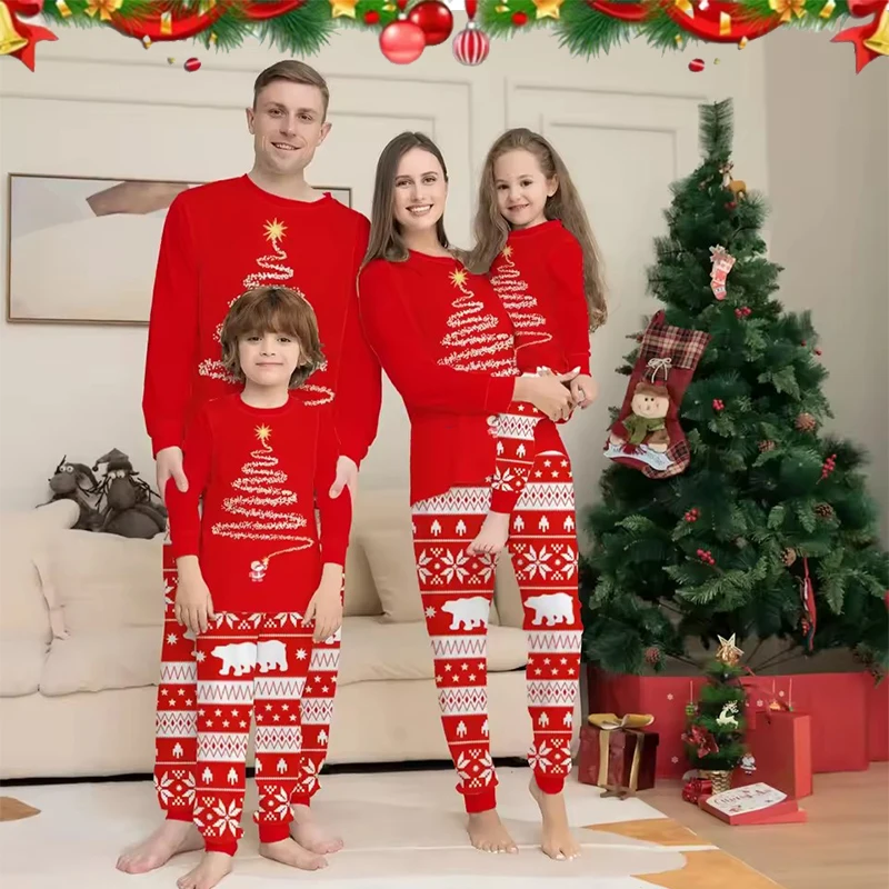 Merry Christmas Print Baby Mom Daughter Dad Son Matching Pajamas Set Soft Loose Sleepwear Loungewear Xmas Family Look Pyjamas