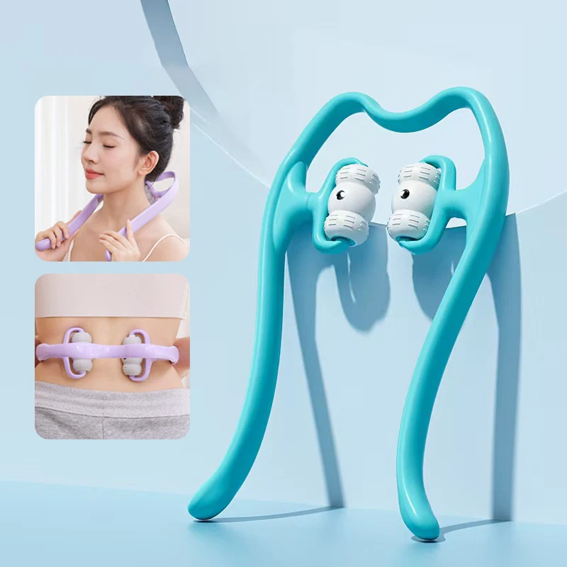 Neck Massager Therapy Neck Shoulder Dual Trigger Point Roller Self-Massage Tool Relieve Neck Pressure Deep Pressure Massage