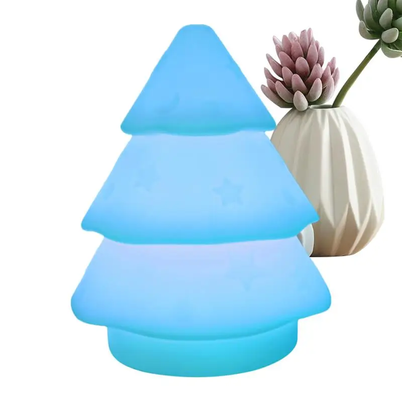 

Christmas Tree Bedside Lamp Silicone Nursery Night Light Cartoon Lighted Tree Lamp USB-Charging Novelty Tree Lamp With 7 Colors