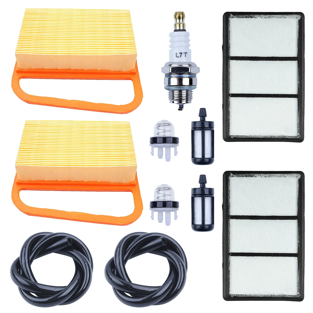 Air Pre Filter Cleaner with Fuel Filter Line Spark Plug Kit for Stihl TS410 TS420 Lawn Mower Replace 4238-140-1800 4238 140