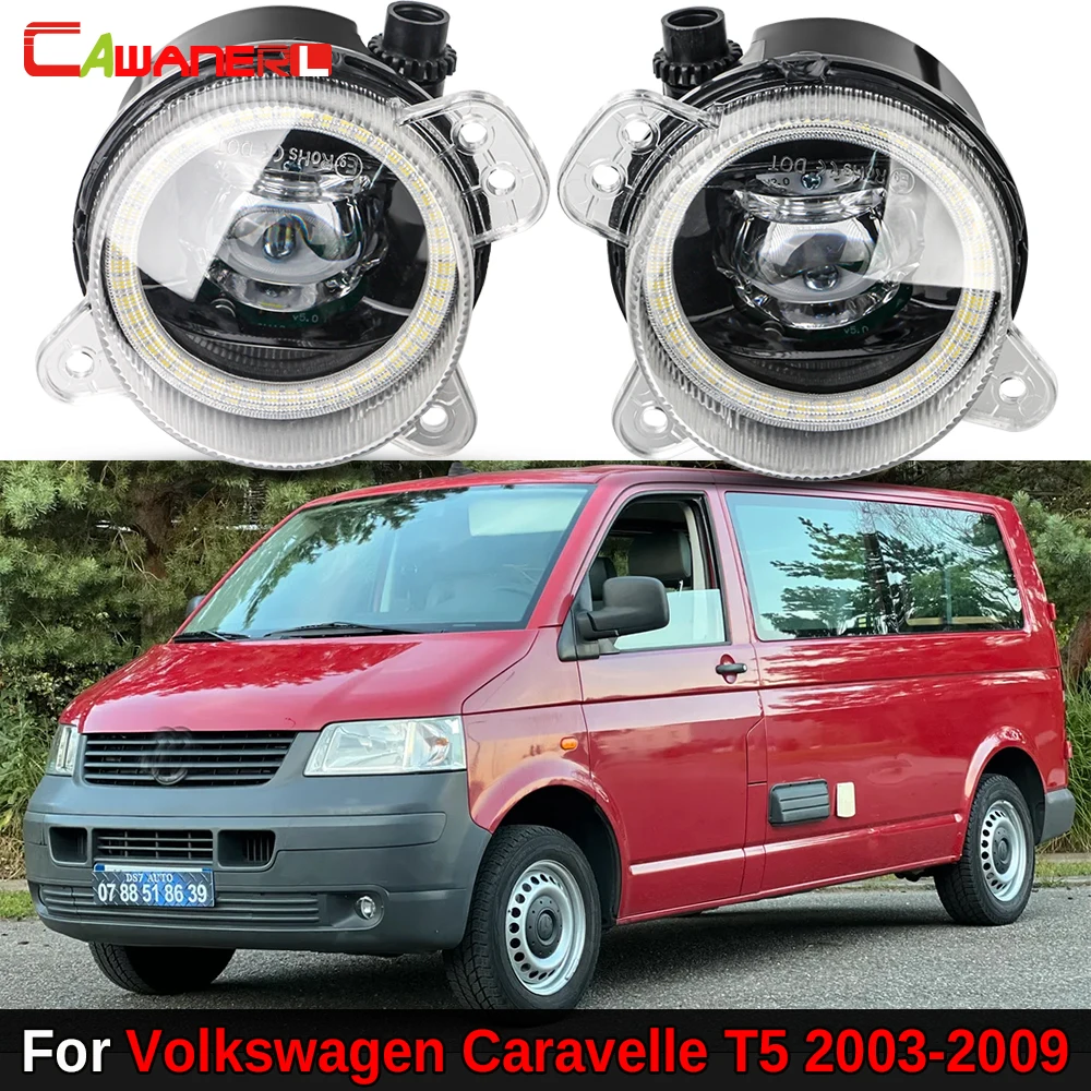 2 X Car Driver +Passenger Fog Light Angel Eye DRL 30W LED Fog Daytime Running Lamp H11 For VW Volkswagen Caravelle T5 2003-2008