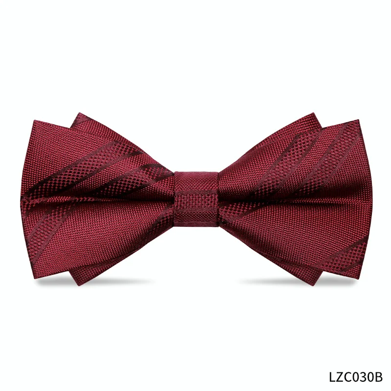 High Quality Wine Red Black Real Silk Striped Bow Tie For Men's Weddings Banquets Business Suits Shirts Accessories Silk Bow Tie