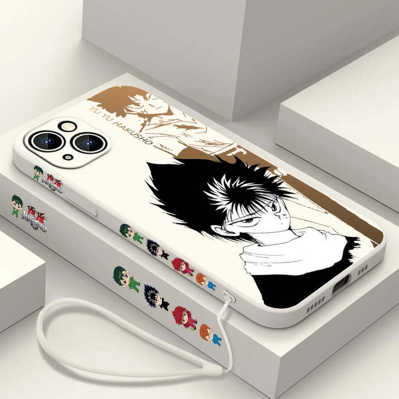 Yu Yu Hakusho Phone Case For Apple iPhone 15 14 13 12 11 Pro Max Plus 8 7 SE Liquid Left Rope Capa Cover