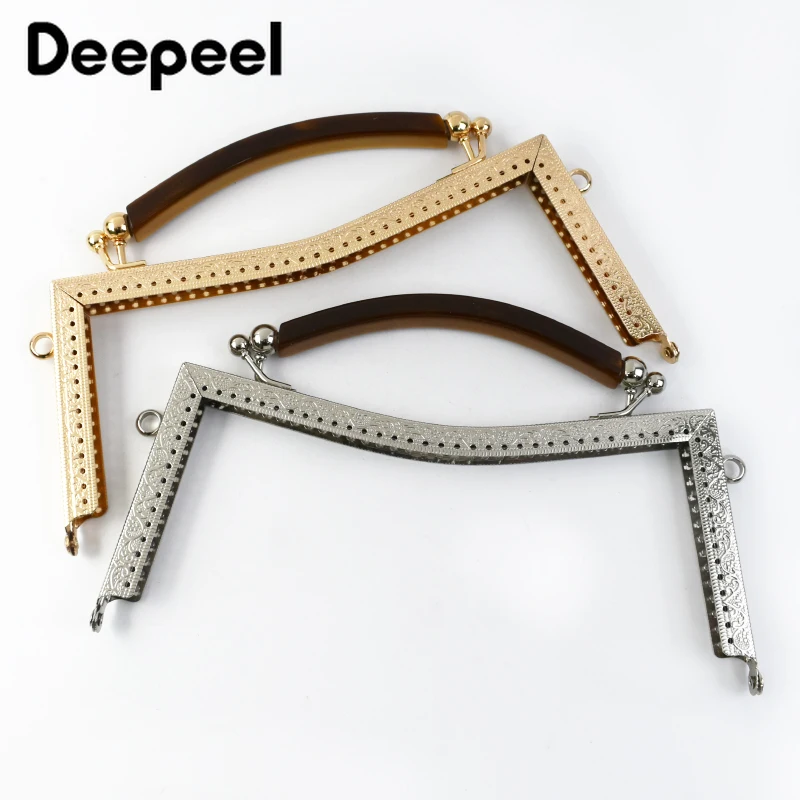 

1Pc Deepeel 21cm Metal Embossed Bag Handles Purse Frame Kiss Clasp Handbag Sewing Brackets DIY Bags Wallet Hardware Accessories