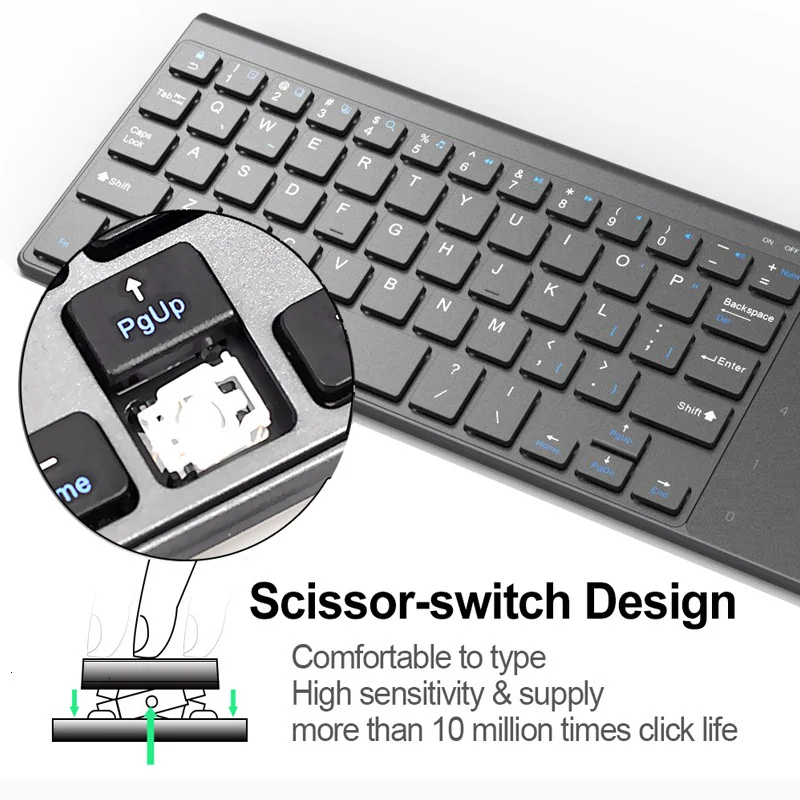 Thin 2.4G USB  Wireless Keyboard with Touchpad Mouse Number Numeric Battery Wireless Keypoard for Android Windows Desktop Laptop