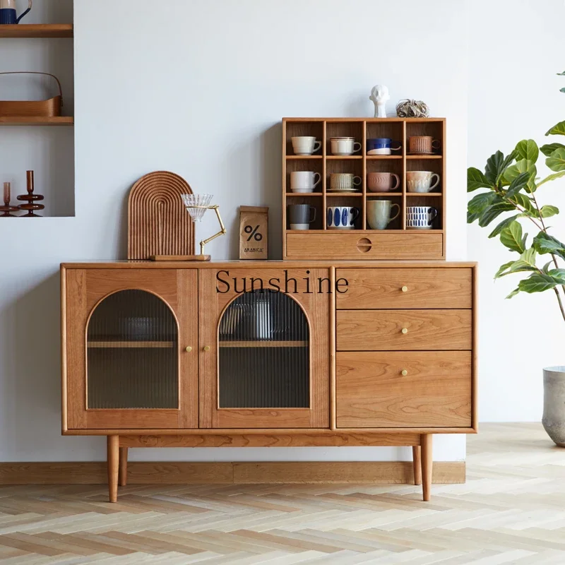 

Cherry wood dining side cabinet living room against the wall bucket cabinet storage medieval FT