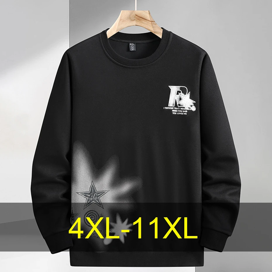 

11XL10XL Plus Size Sweatshirts Men Spring Autumn Print Sweatshirts Male Big Size Pullover Fashion Casual