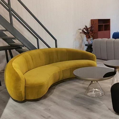 

Новый изогнутый диван ZqNordic в современном минималистичном стиле, для гостиной, демонстрационной комнаты, из овечьей шерсти, легкий роскошный диван в стиле кэжуал