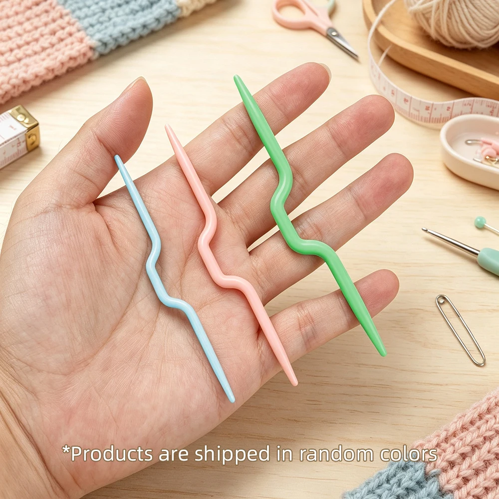 20/50/100Set Random Color Plastic Curved Needles, Long Knitting Needles, Crochet Hooks for DIY Sweater Twisting Flowers Tool