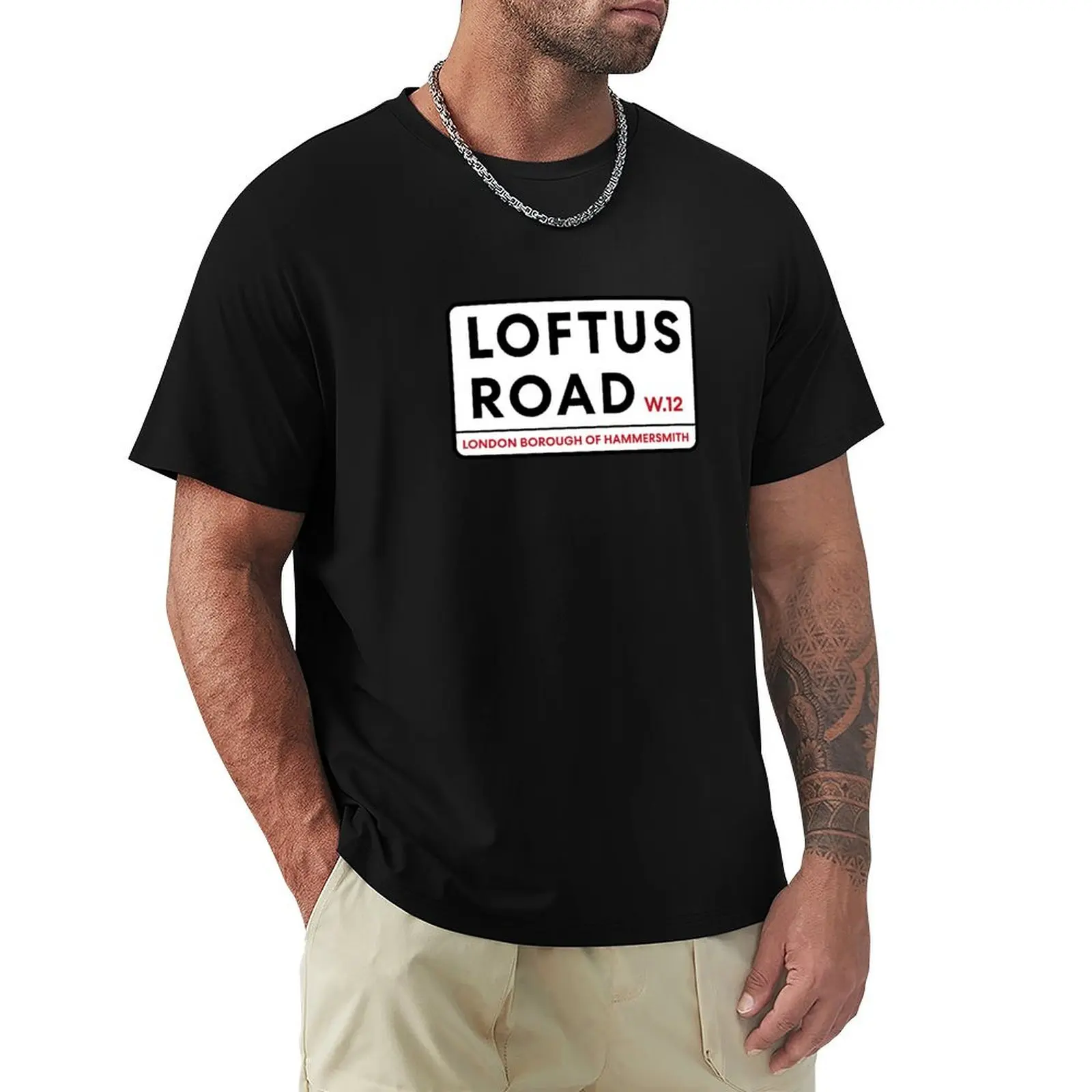 

Loftus Road W12 Queens Park Rangers Road Sign T-Shirt Fashion Simple Casual Tee Shirt