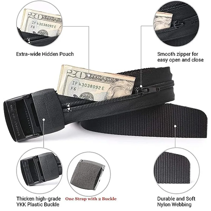 Outdoor Travel Safety Hidden Belt Anti-Theft Wallet Hidden Money Belt Nylon Quick-Drying Insurance Anti-Theft Waistband