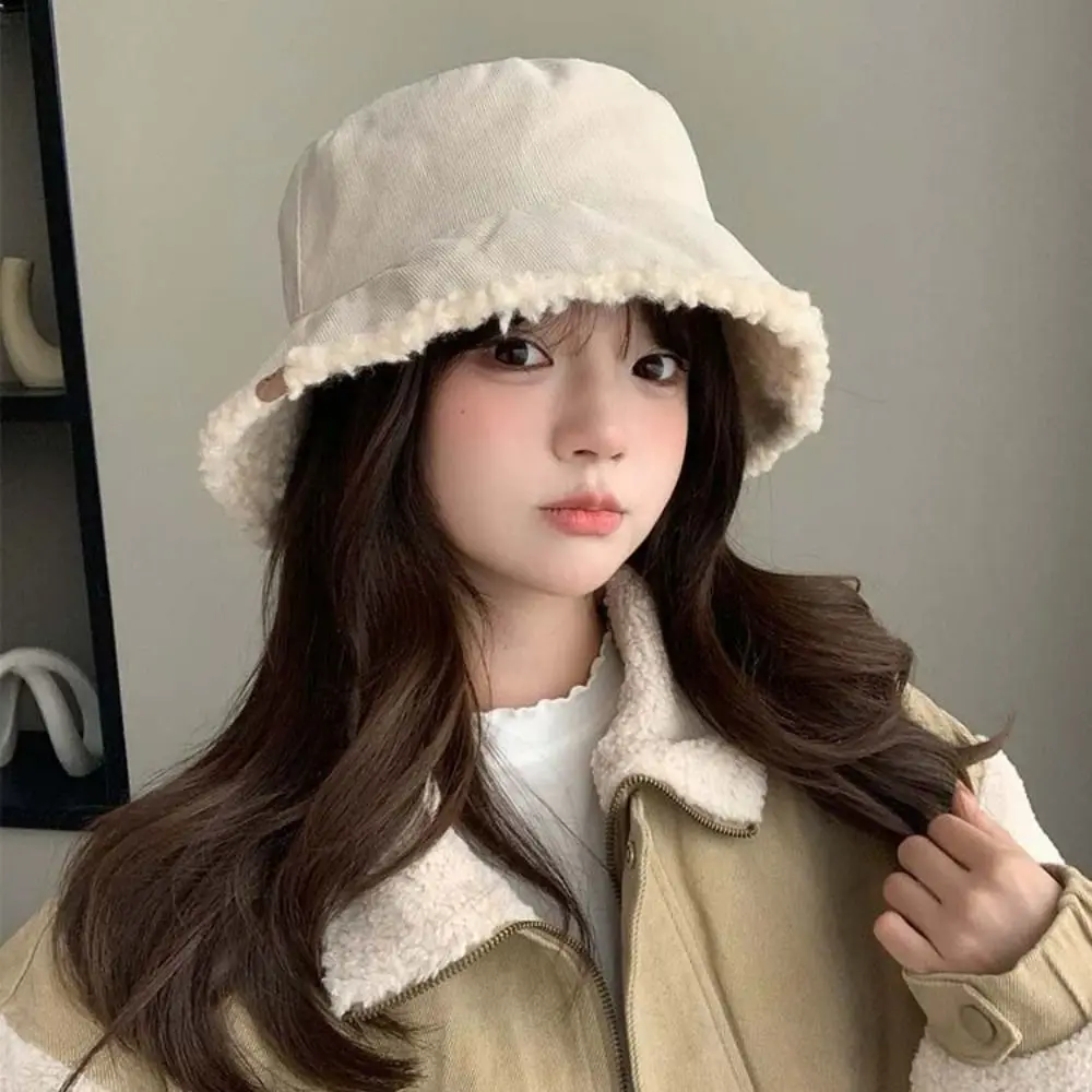 عادية صوف الضأن قبعة بحافة الحماية من الشمس مزدوجة الوجهين يرتدي لون نقي قبعات دافئة بسيطة رشاقته الدافئة أفخم فيشمان قبعة فتاة