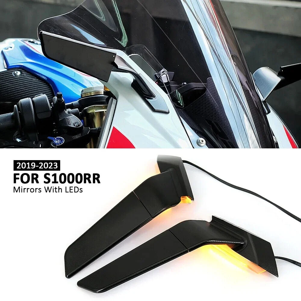 

Black Motorcycle Wing Rearview Mirror Modification Accessory Suitable For For BMW S1000RR 2019-2024