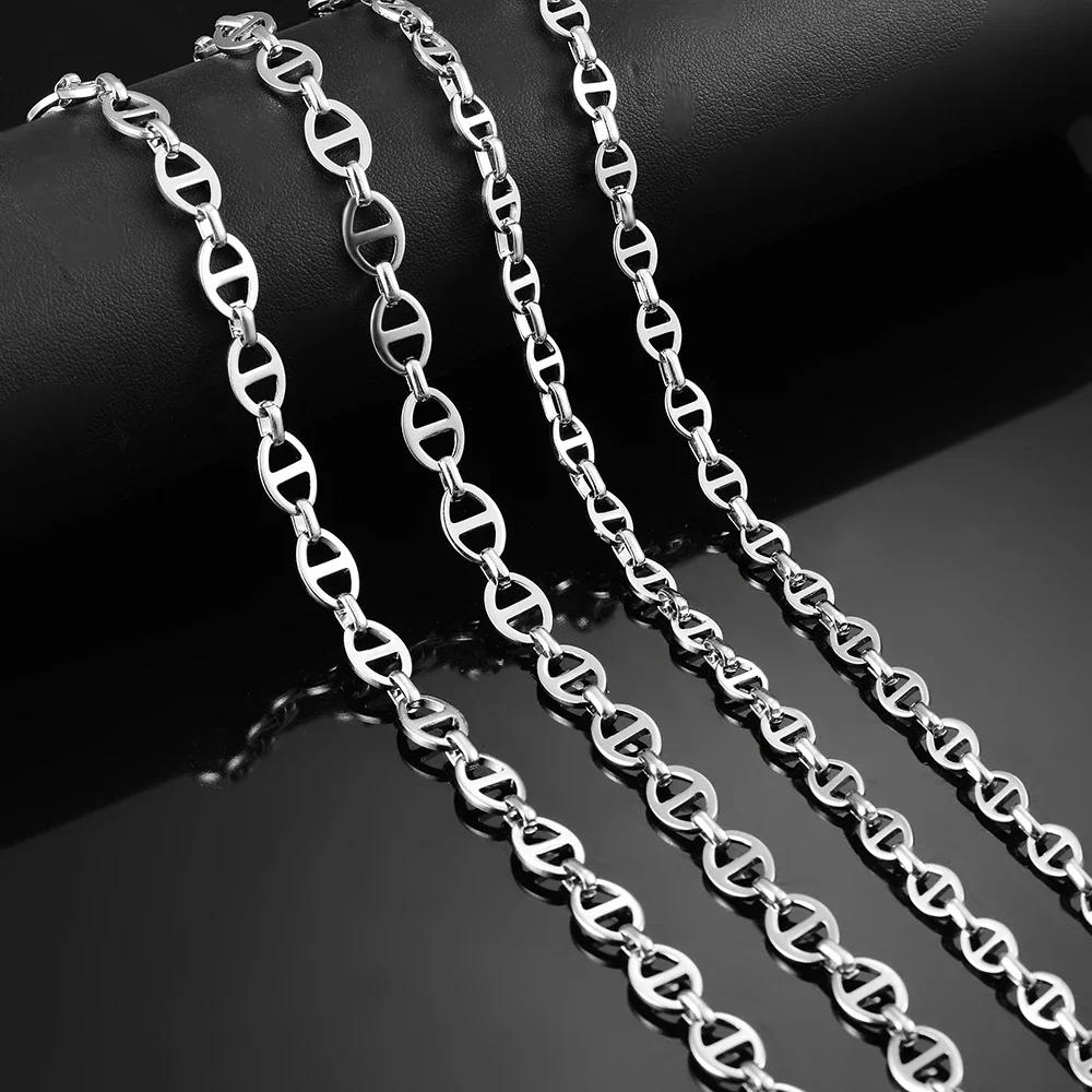 Wholesale Width 6/8mm Simple Handmade Chain Necklace for Men Women Stainless Steel Hip Hop Chain Women Necklace Punk Jewelry
