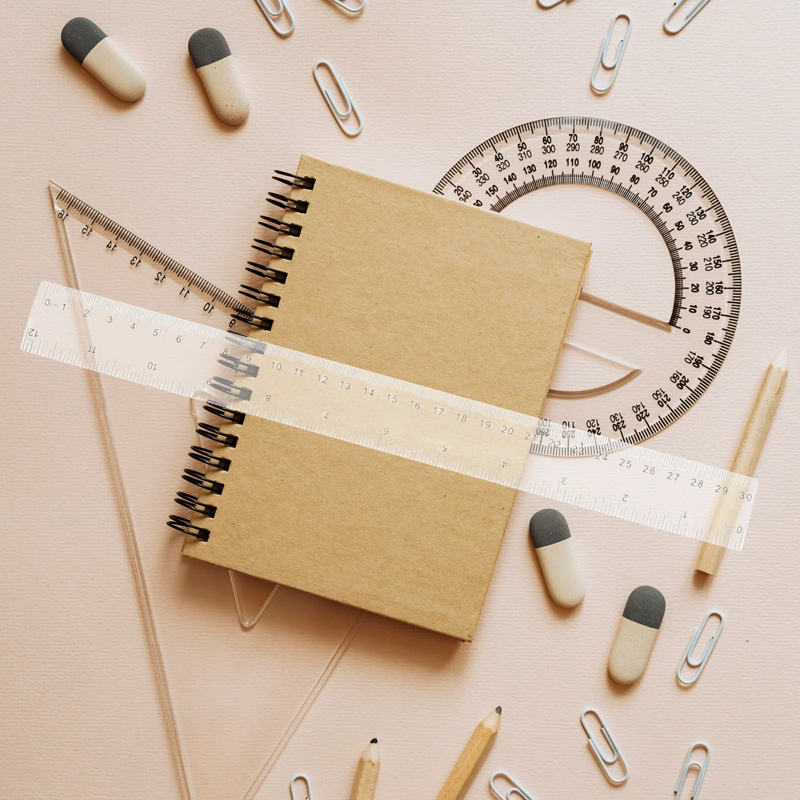 10Pcs Transparent Ruler Set Compact Lightweight ABS Scale for School Student Stationery Drawing Measuring Tool Professional