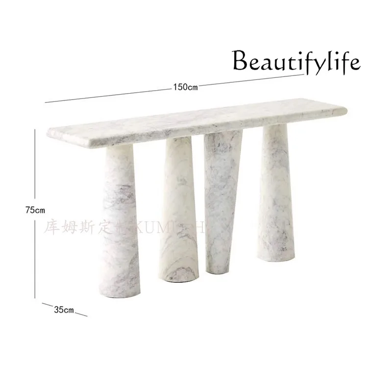 Creative personality natural marble entrance table special-shaped narrow table against the wall decorative table custom