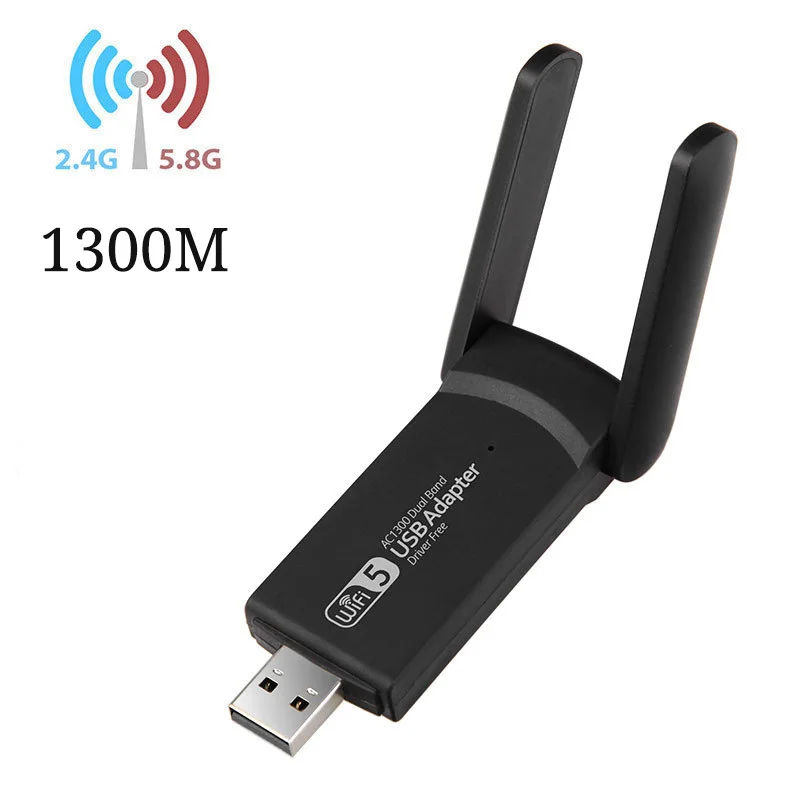 

Adapter Wi Fi Dual Band 2-4G and 5G USB 3.0 5GHz 1300Mbps 2 Antenna