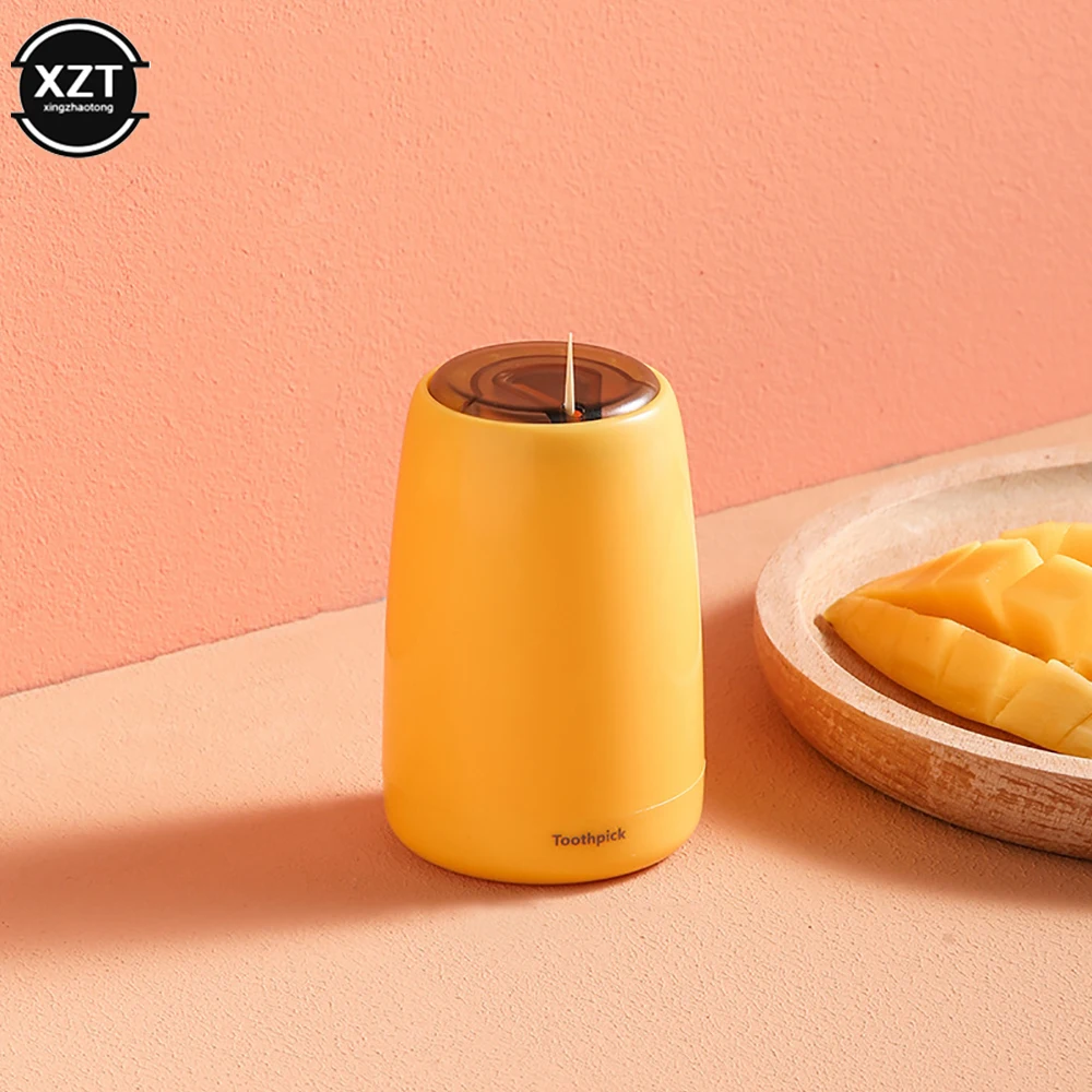 Creative Automatic Toothpick Holder Container Household Table Toothpick Box Plastic Push-Type Round Storage Toothpick Dispenser