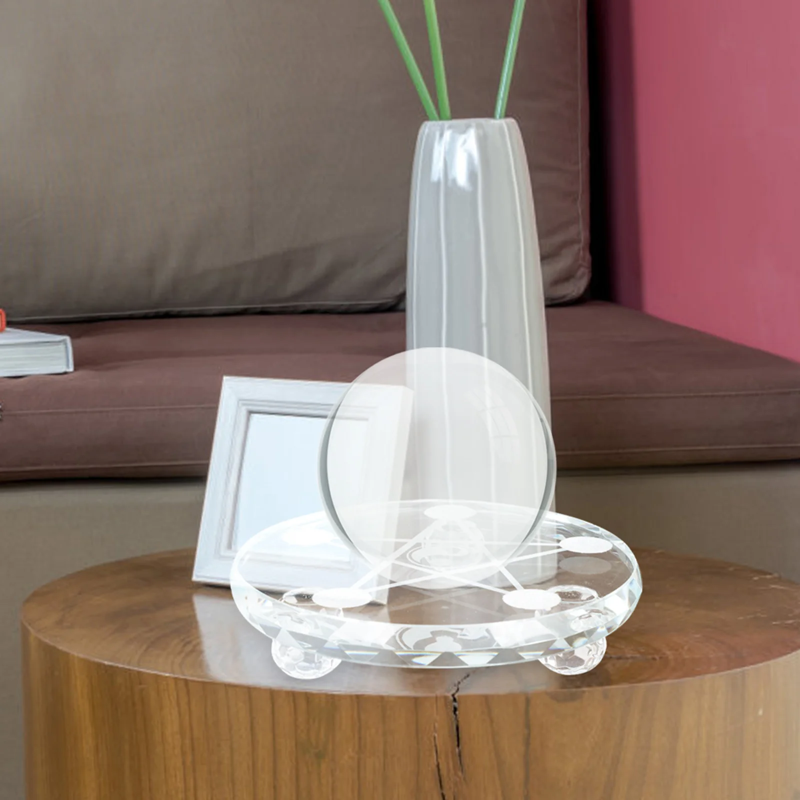 

Transparent Jade Pedestal Glass Agate Round Base Crystal Balls Display Stand Exquisite Chinese Style Decorative Craft