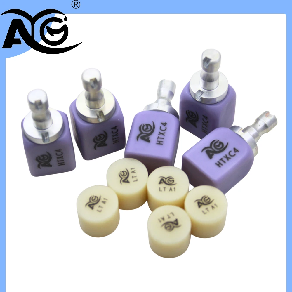 

AG 10Pcs/2Box Dental Press Ingots Lithium Disilicate Blocks HT/LT C14 Glass Ceramic Block Ingots High-Quality for Veneer Dentist