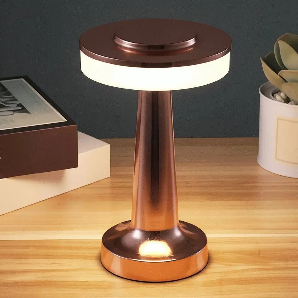 Portable Metal Dumbbell Table Lamp Touch Switch Night Light Rechargeable Modern Bedroom Bedside Decorative Atmosphere Lamp