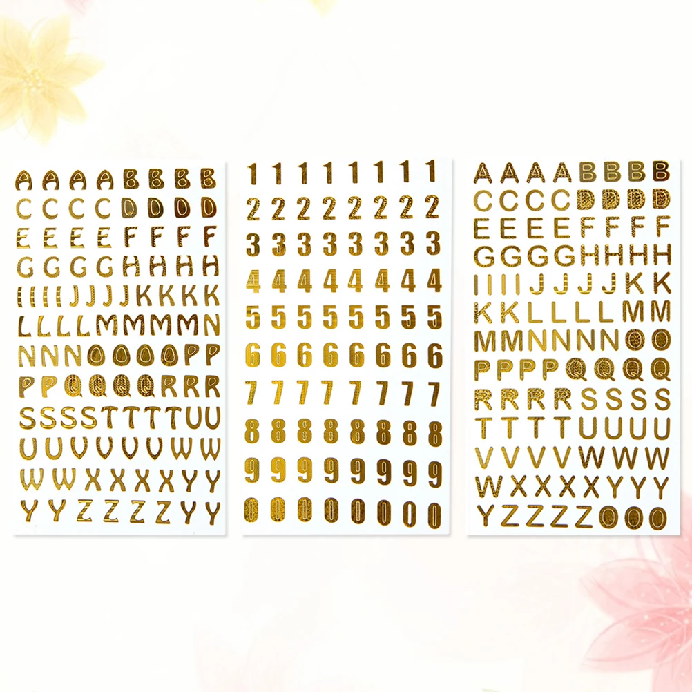 

3 Sheets Alphabet Number Stickers Eco-Friendly Durable Scrapbook Crafting Adhesive Decals For Notebook Laptop Suitcase Water