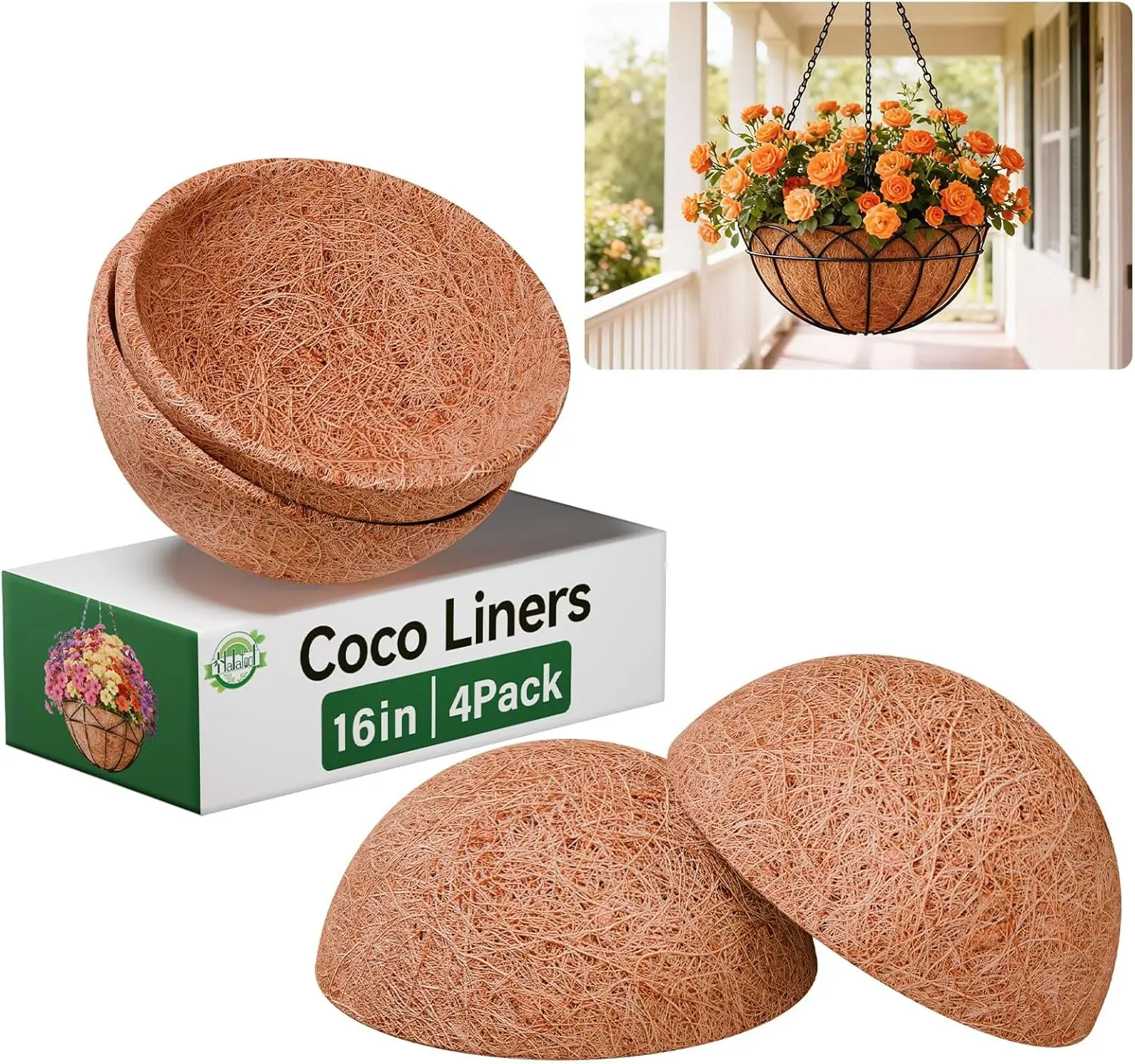 

Круглые вкладыши из 100% натурального кокосового волокна для подвесных корзин и кашпо, для цветов