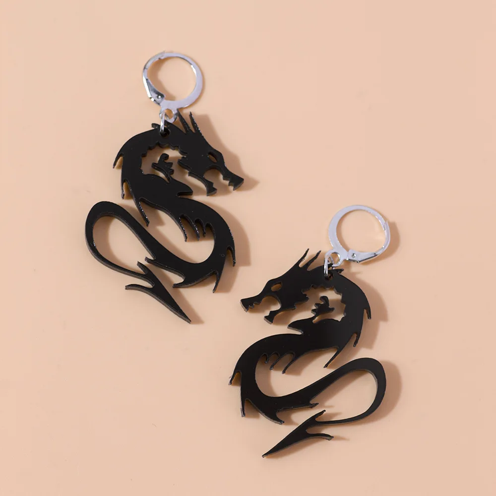 Hip Hop 3 Color Dragon Earrings Unisex Women Fashion Acrylic Drop Earrings Gothic Men Domineering Ear Accessories Party Jewelry