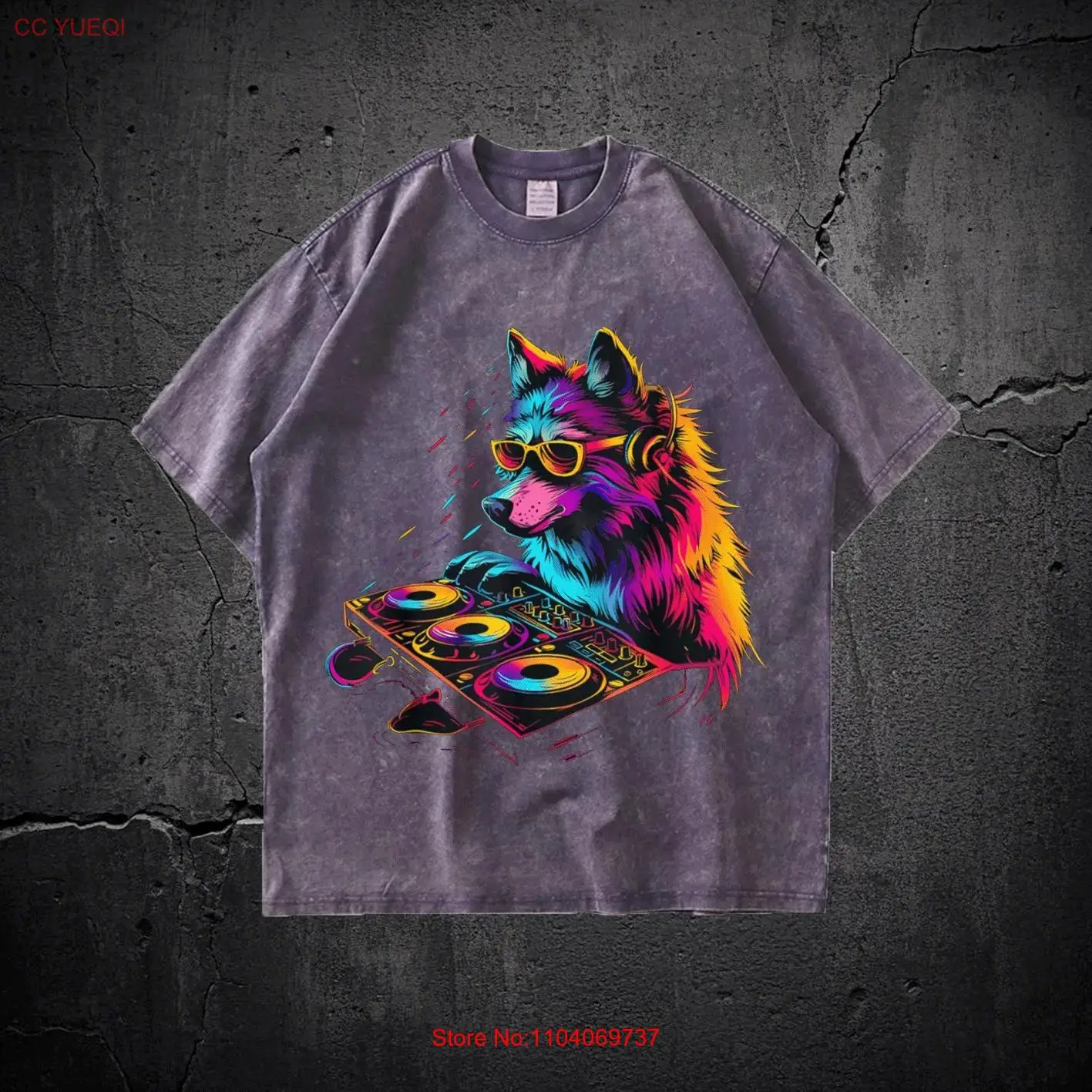 

Футболка Wolf DJ Techno Turntable Dance Music House Beatmaker, винтажная футболка 90-х годов, электронный диск для любителей животных
