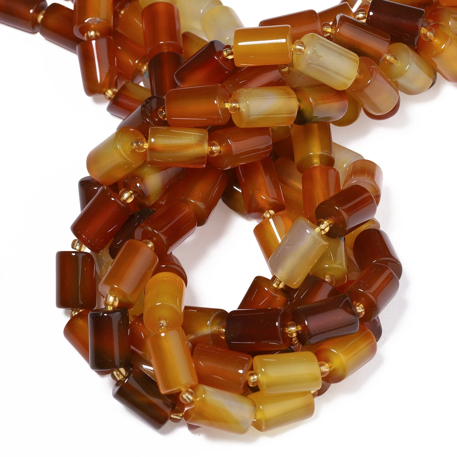 8x12mm Natural Cylinder Amber Color Agate Stone Spacer Loose Beads For Jewelry Making DIY Bracelet Necklace Accessories