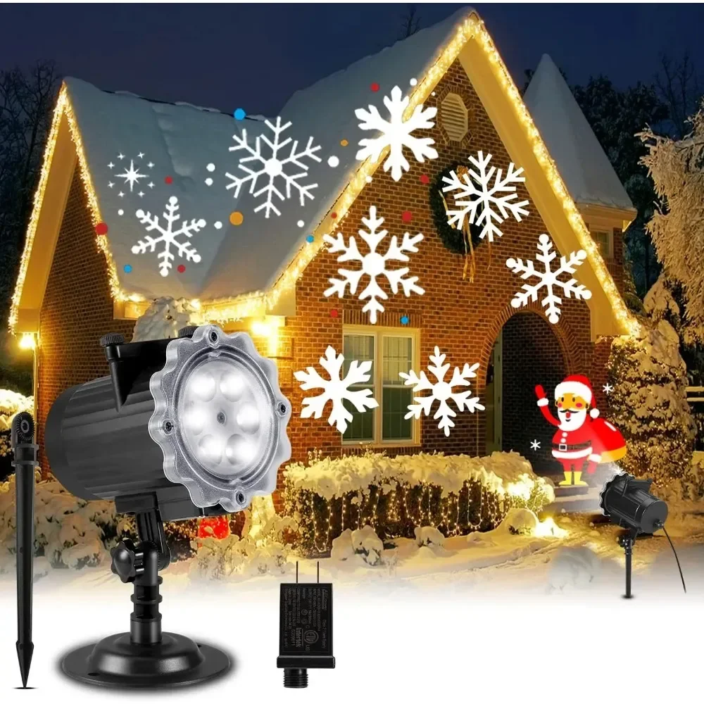 10 Card Christmas Projector Light 8 Patterns Animation Effect Stage Spotlight with Remote Halloween Party Garden Projector Light