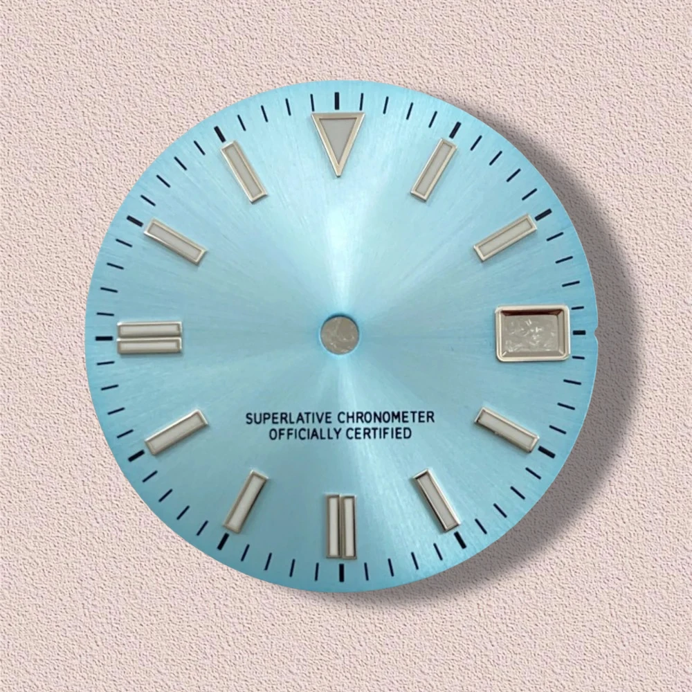 28.5mm S Logo Sunburst Dial Fit NH35/NH36/4R/7S Japan Movement Green Luminous high-Quality Watch Modification Accessories