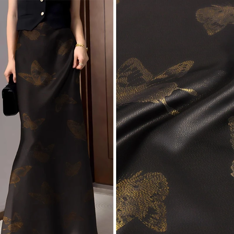 

Традиционный китайский дизайнер с узором бабочки, жаккардовая атласная ткань с цветочным принтом для жилета и швейных аксессуаров Hanfu, оптовая продажа