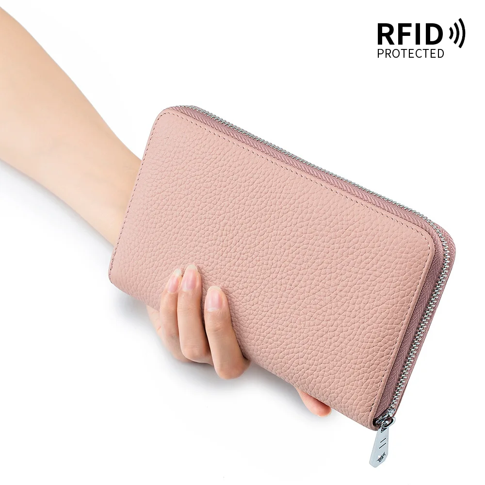 

women Long Wallet Card Bag Organ Passport Passbook Bag Genuine Leather Account Book Rfid Wallet Woman Coin Purse