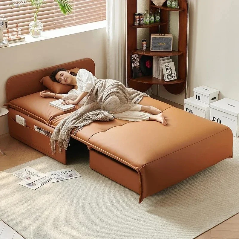 

Electric sofa bed multi-functional dual-purpose foldable study bedroom push-pull retractable storage light luxury modern