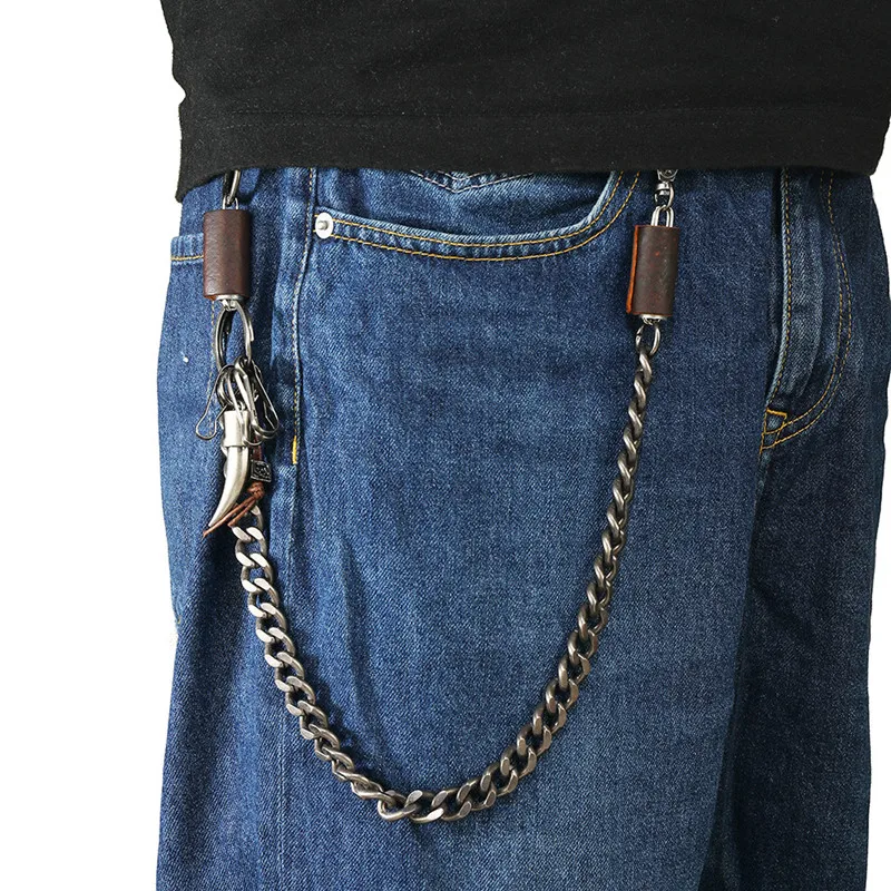 Belt Waist Chain 2 Lines Punk Jean Adjustable Hip-hop Metal Chain Boy Clothing Accessories Men's Skull Head Metal Chains Casual