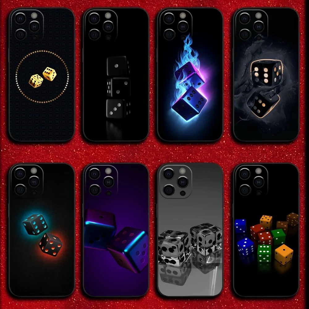 

Lucky Dice Phone Case For iPhone 16,15,14,13,12,11,Pro,XS,Max,XR,Plus,E,Mini Soft Black Cover