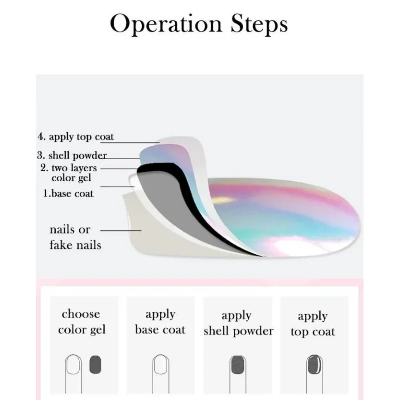 Tamax NA006 Chrome Pearl Shell Powder Nail Art Glitter Pigmentr Shiny Long Lasting Manicure Tip Decoration Gel Polish Dust