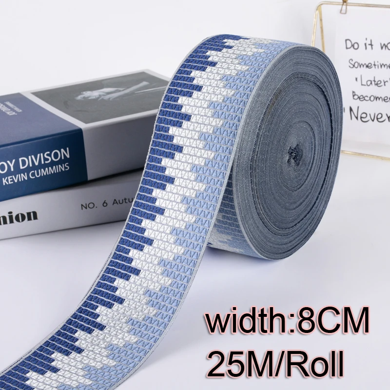 

25 Meters 8CM Woven Jacquard Ribbon 2023 New Single Face Sewing Strap DIY Curtain Sofa Carpet Decoration