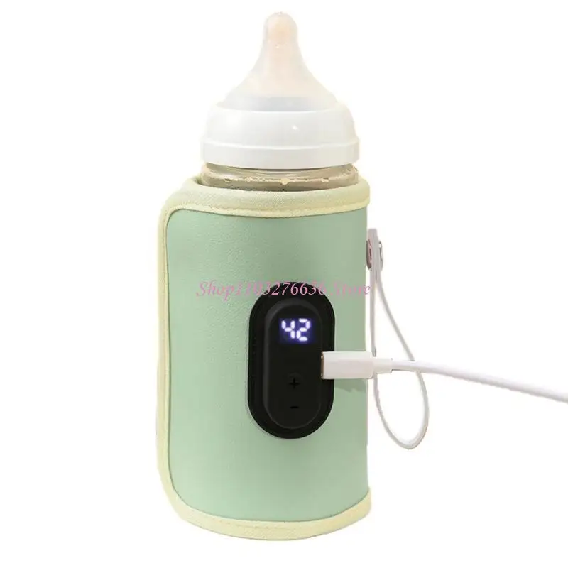 R6FD Nursing Bottle Heater USB Charging Heating Sleeve Milk Warmer 20 Temperature Adjustable Insulated Breastmilk Heating Bag