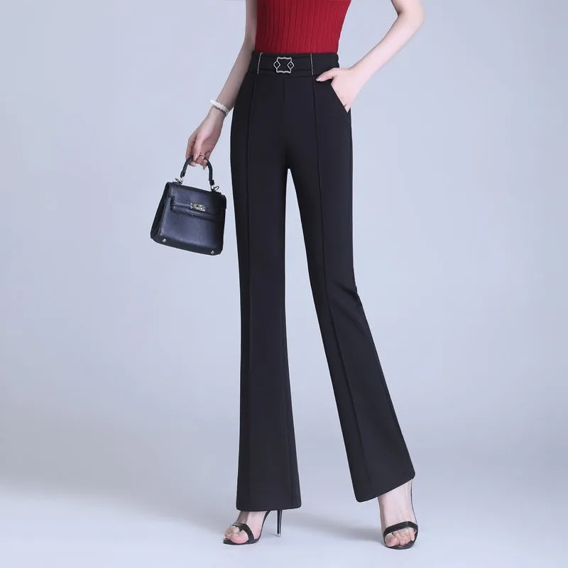 

Women's High-Waisted Flared Nine-Point Trousers