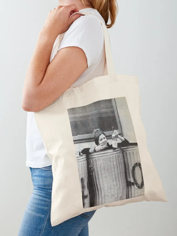 

Carrie Fisher in a Trash Can Tote Bag free delivery bags large size bags canvas shopping bag reusable shopping bag