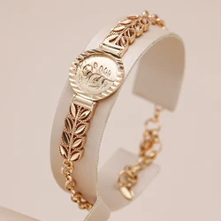 Kinel Luxury 585 Rose Gold Color Ethnic Flower Bracelet For Women Fashion Glossy Metal Bride Wedding Daily Fine Jewelry 2023 New