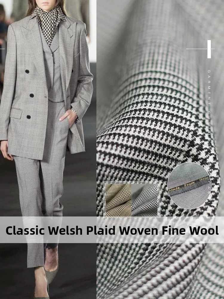 

Классическая вельширская шерстяная ткань в клетку для женских костюмов (пиджаков и брюк), высококачественная пряжа, материал для весенне-осенней одежды