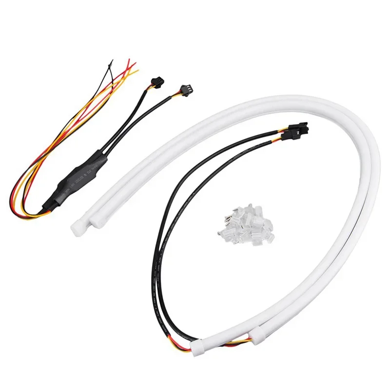 2 Pcs 30cm 45cm 60cm Vehicle DRL Flexible Tube Strip Led Car Daytime Running Lights Turn Signal Angel Eyes Car Styling