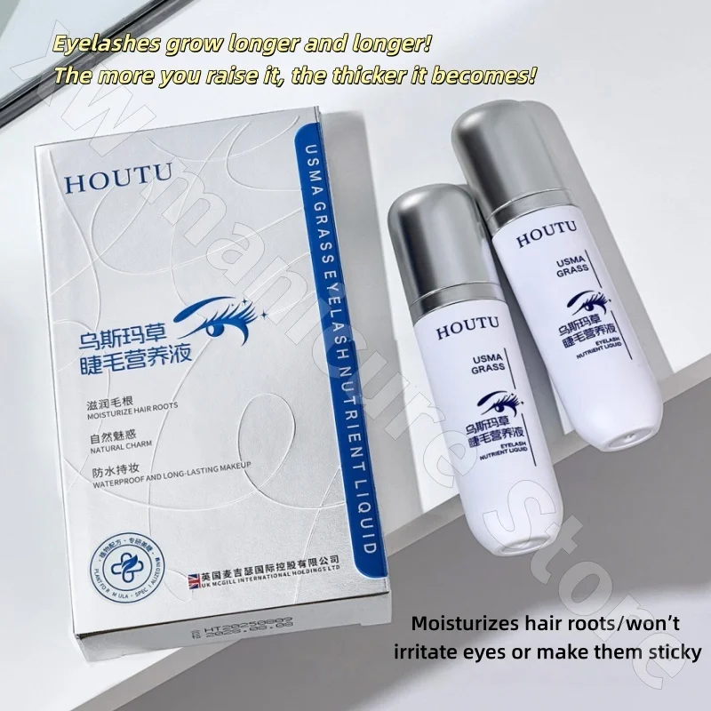 Solución Nutritiva para Pestañas HOUTU Usma Grass, Riza, Alarga, Engrosa e Hidrata las Raíces del Cabello, Resistente al Agua y de Larga Duración, 10 ml